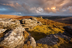 Passing rain clouds over Birch Tor, Dartmoor